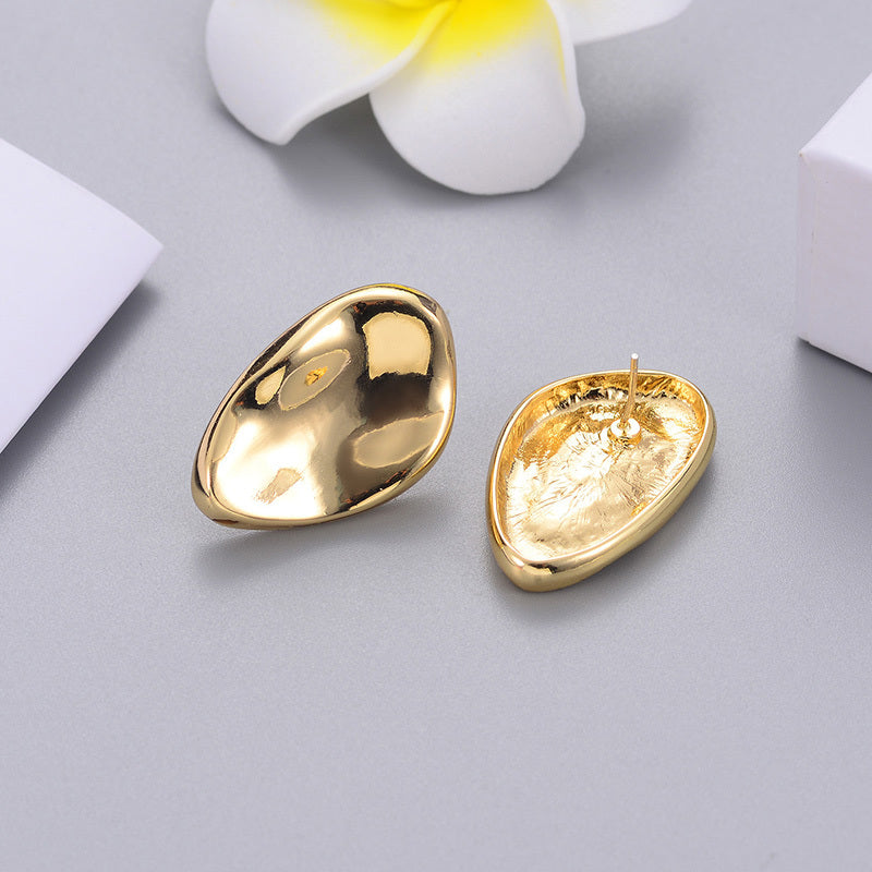 Geometric Bean Stud Earrings