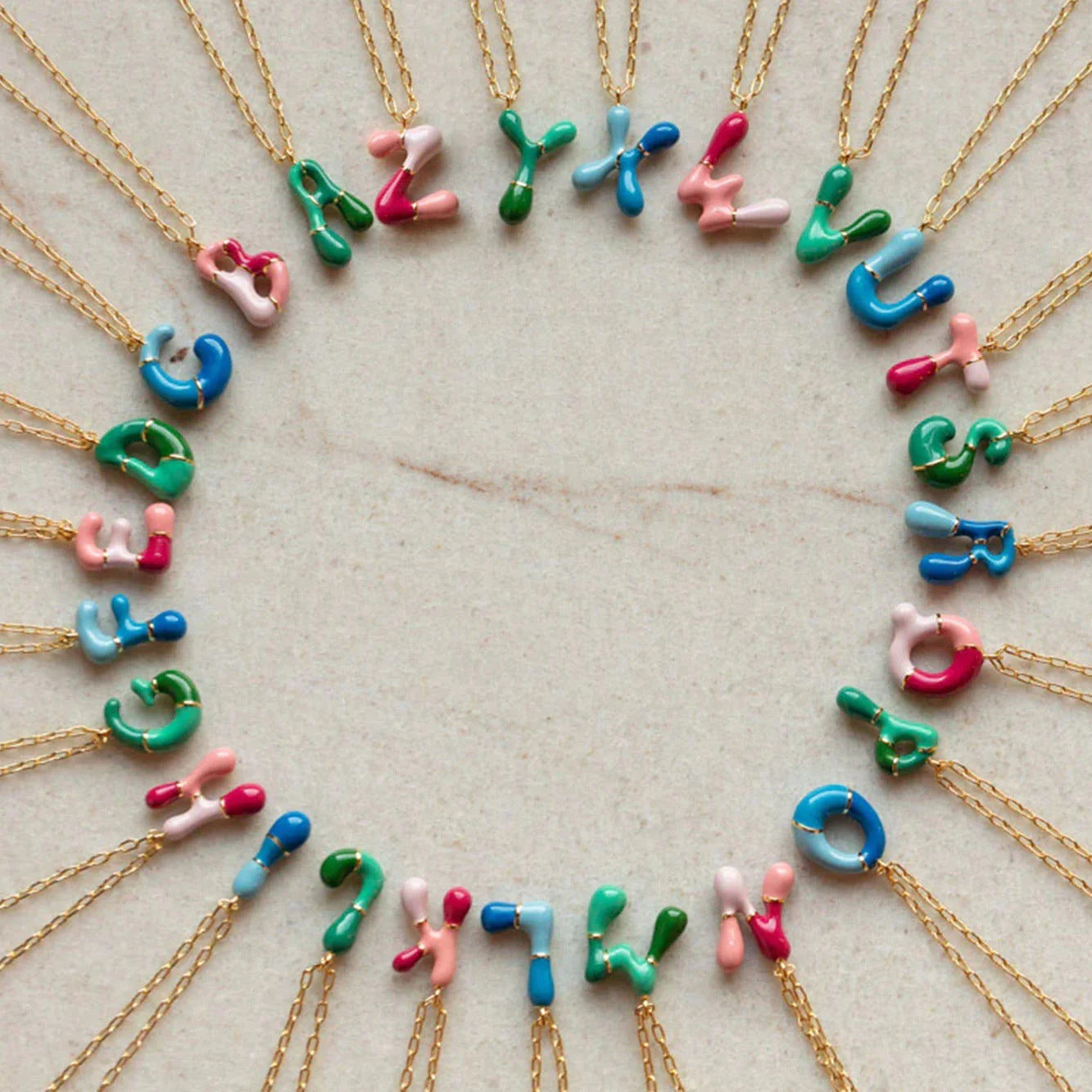 Bone Letter Epoxy Initial Necklace