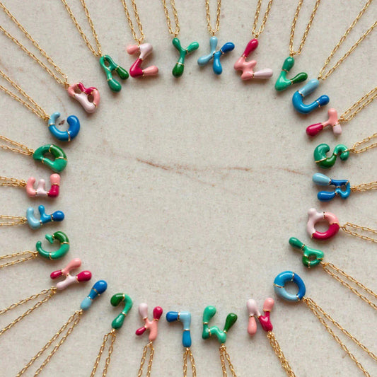 Bone Letter Epoxy Initial Necklace