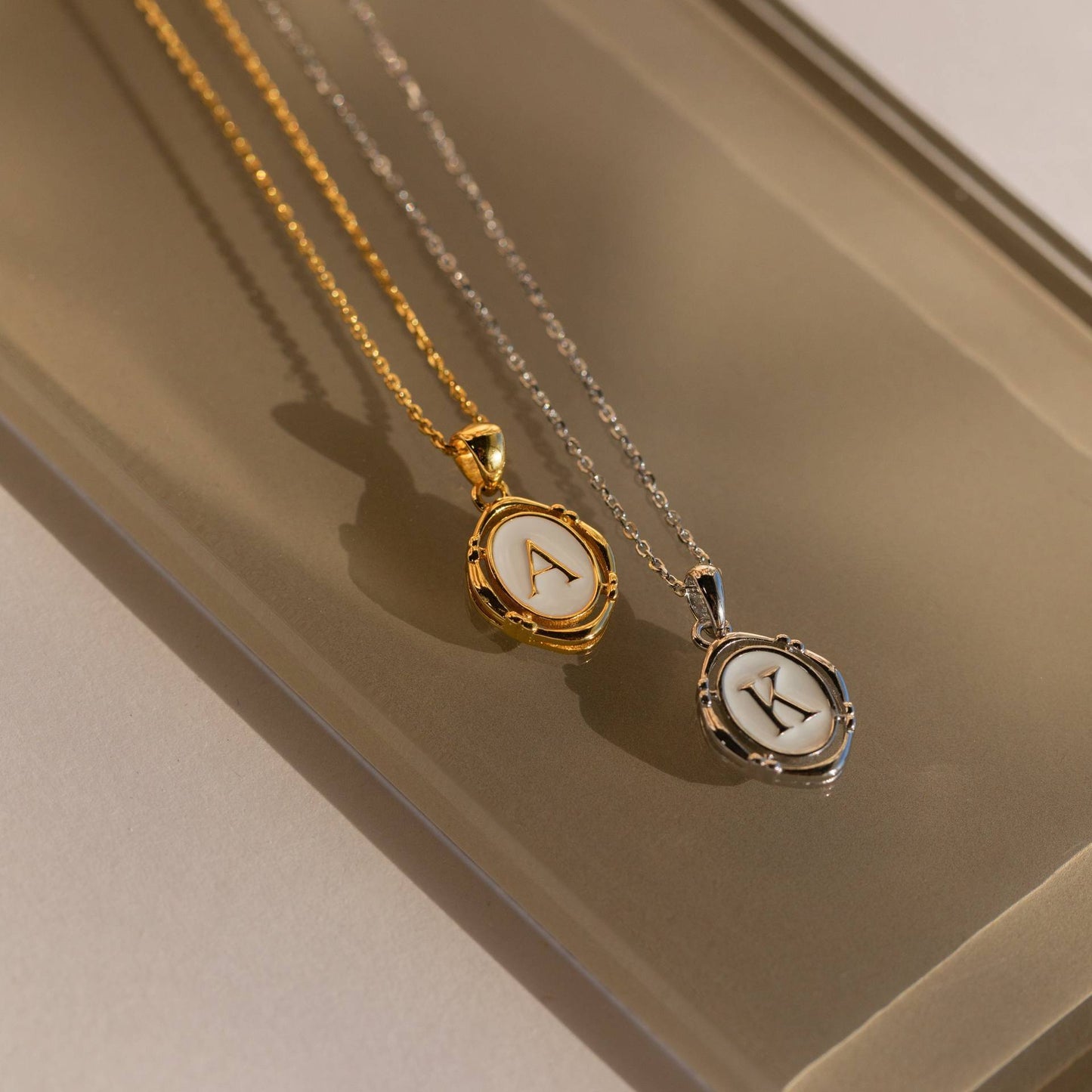 Oval Initial Pendant Necklace