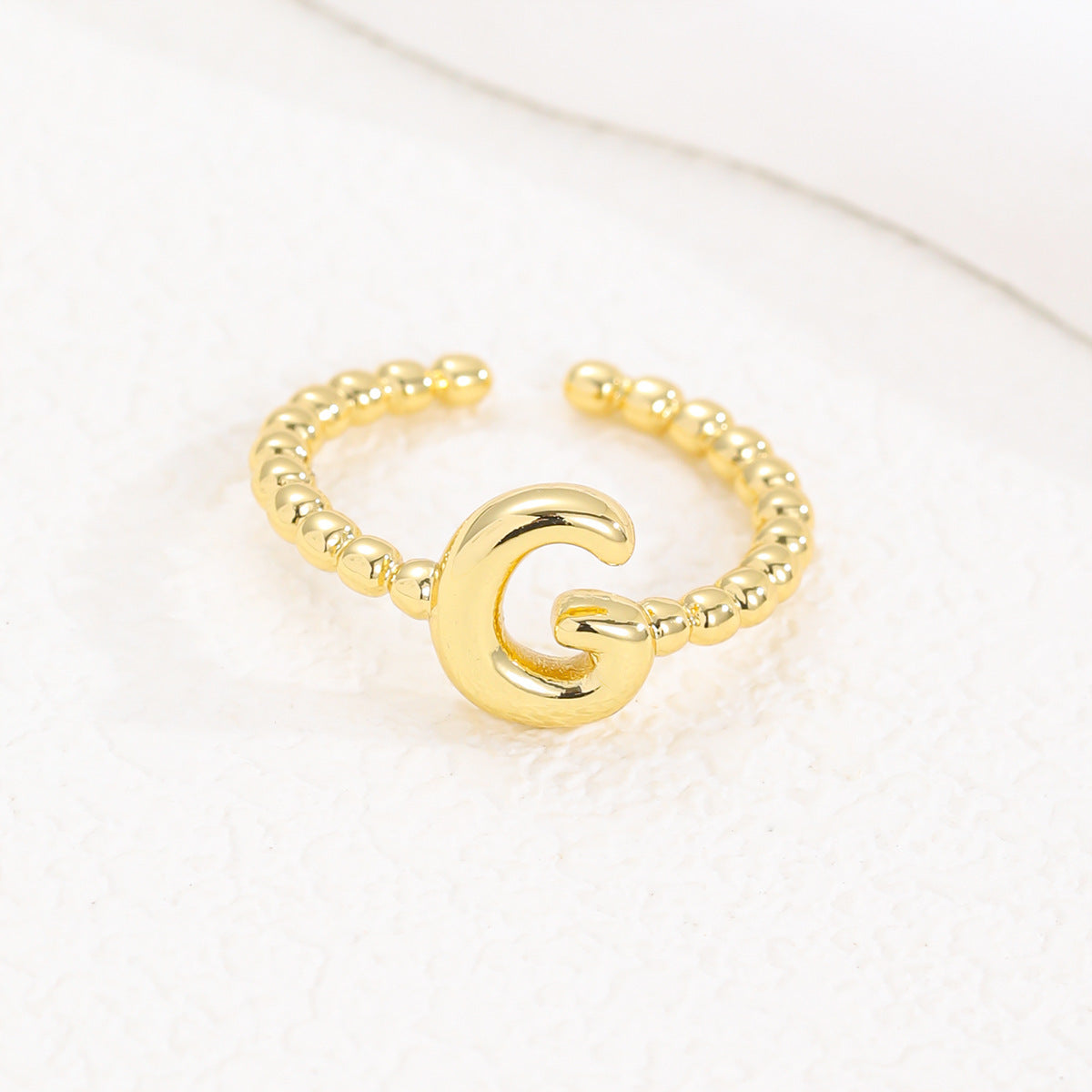 18K Gold Glossy Brass Balloon 26 PCs Letters Ring - Forge & Form