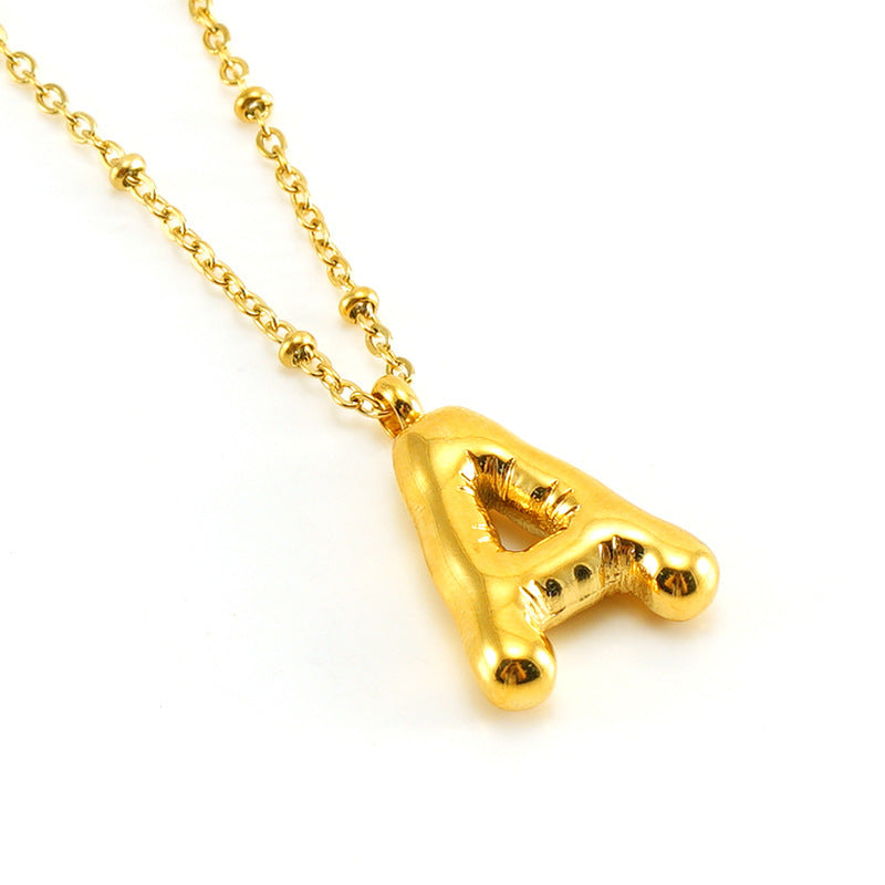 Large Bubble Letter Pendant Necklace