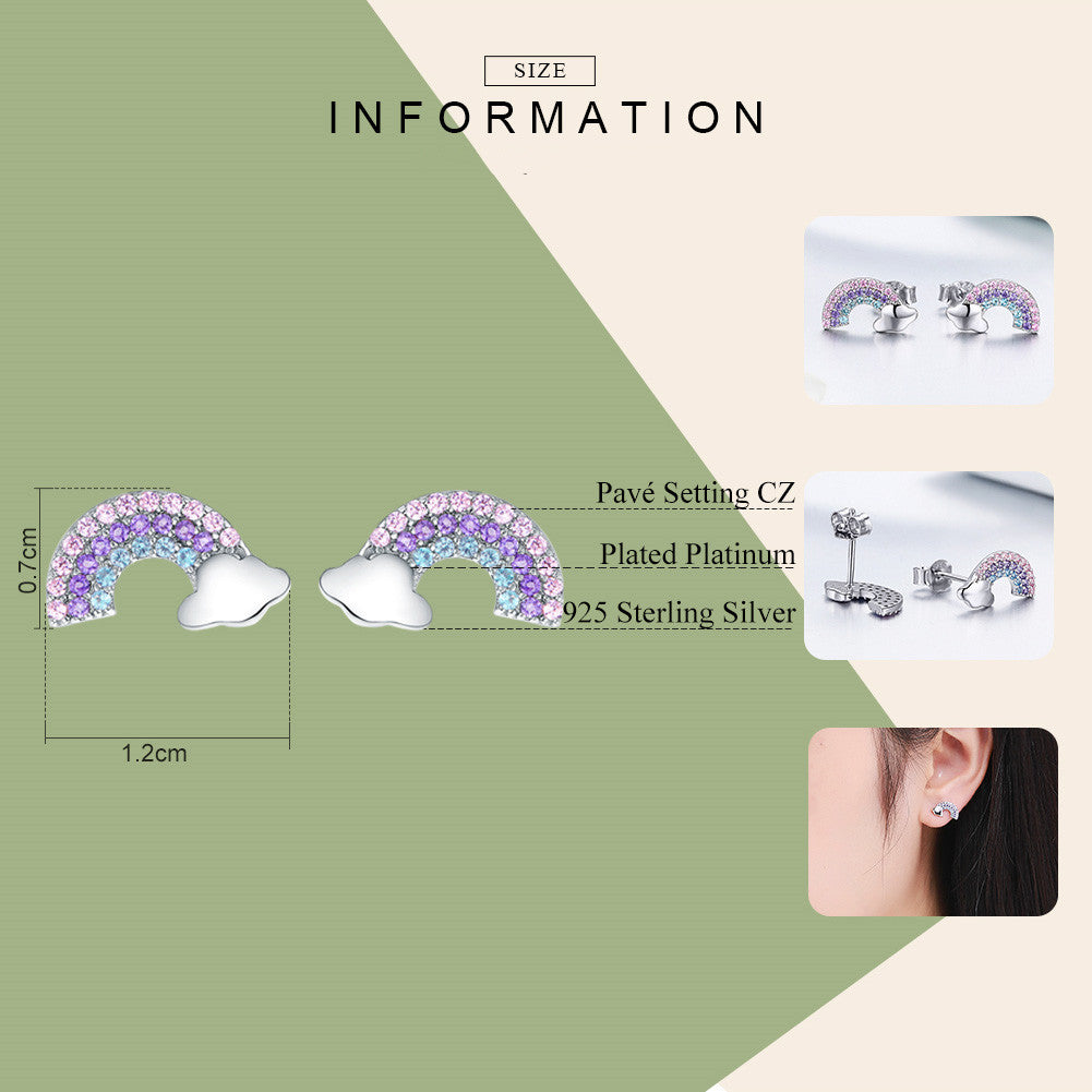 Sterling Silver Rainbow Stud Earrings - Forge & Form