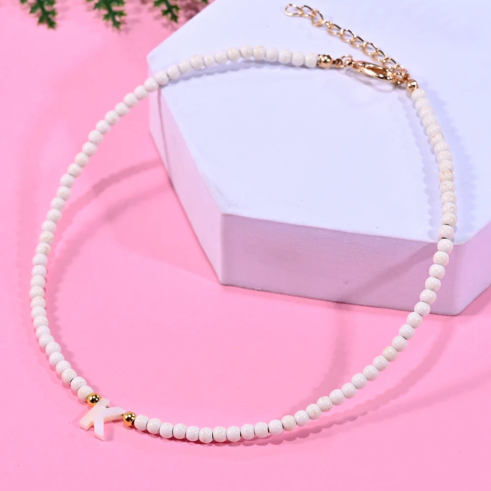 Beaded Monogram Choker Necklace