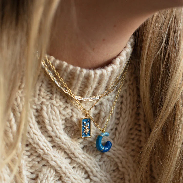 Bone Letter Epoxy Initial Necklace