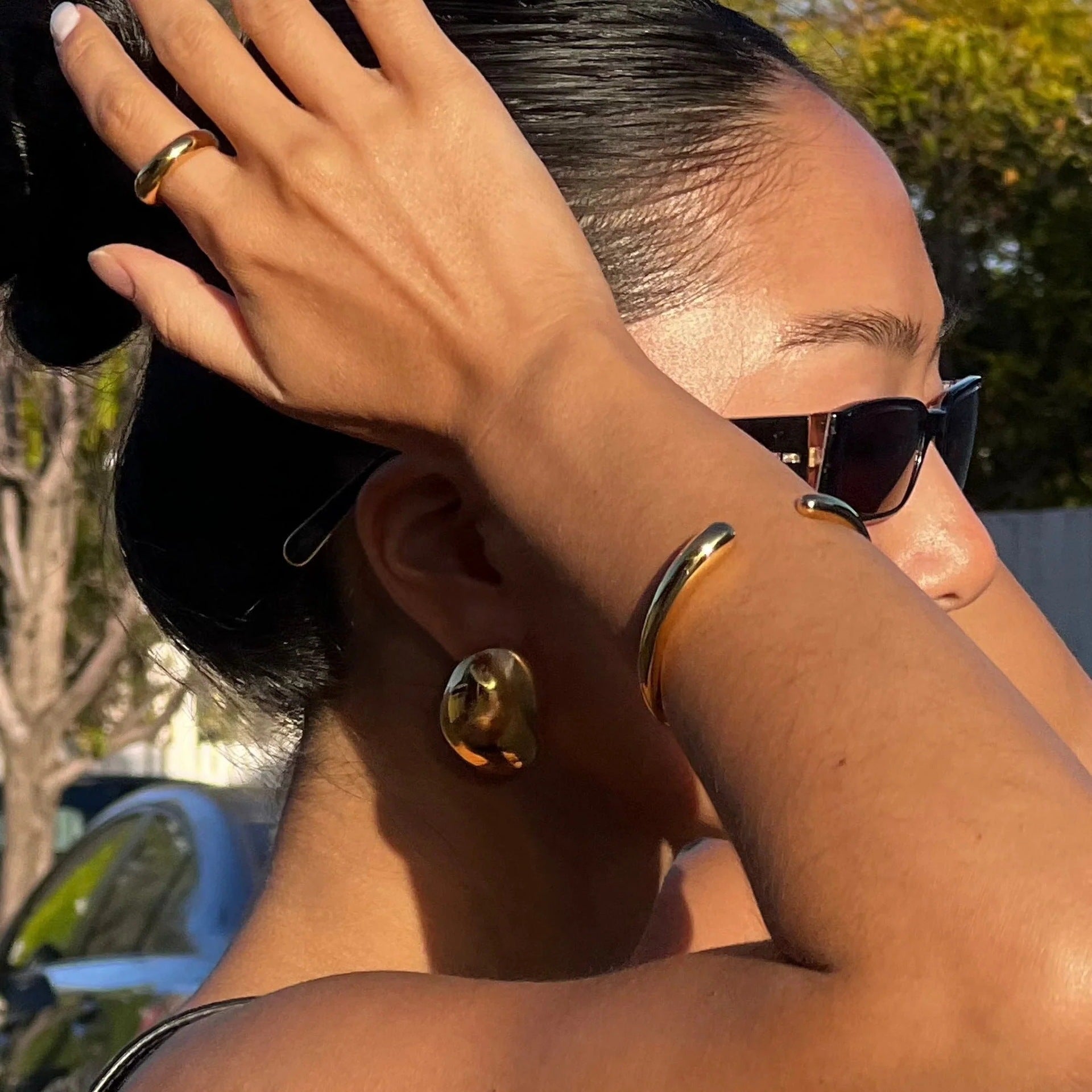 Carrie Chunky Bean Gold Earrings - Forge & Form