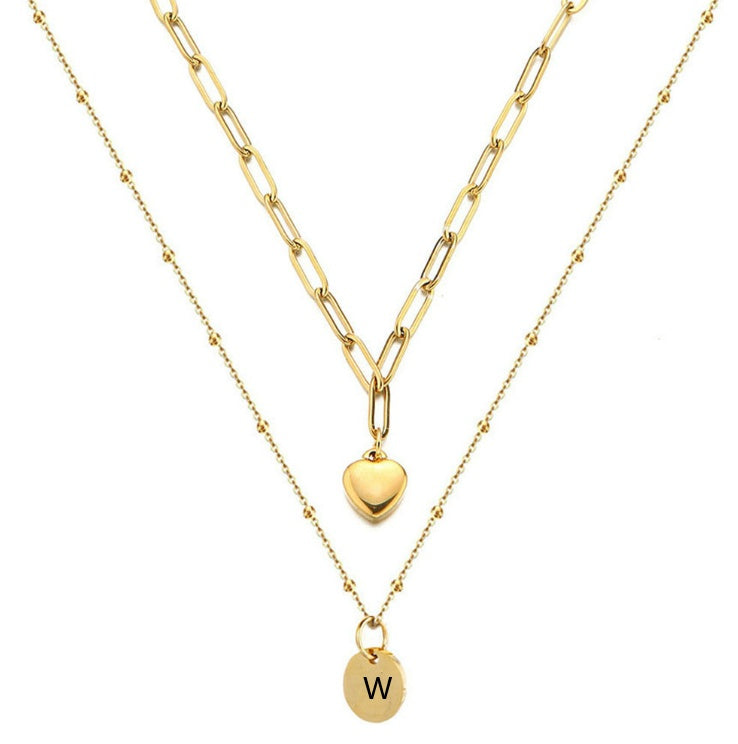 Paperclip Chain Layered Initial Necklace