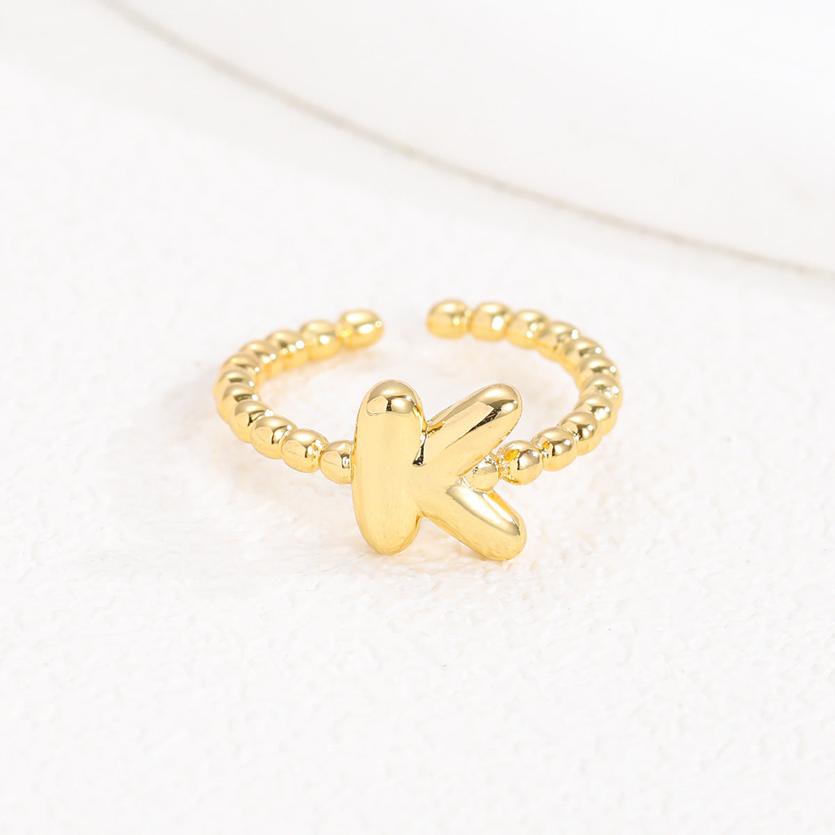 18K Gold Glossy Brass Balloon 26 PCs Letters Ring - Forge & Form