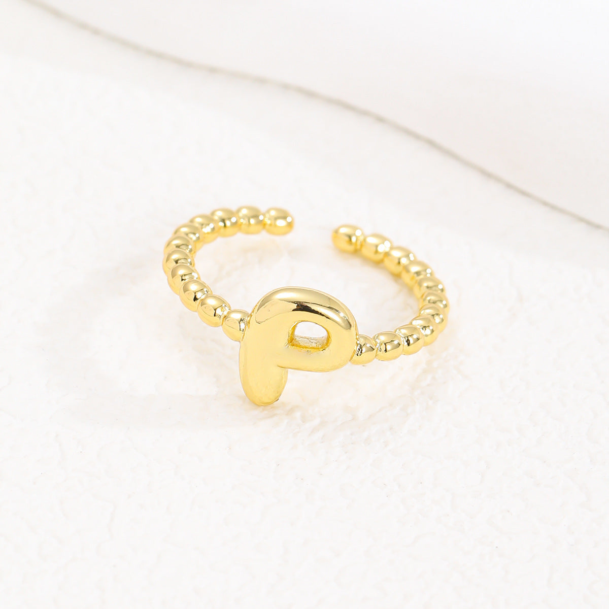 18K Gold Glossy Brass Balloon 26 PCs Letters Ring - Forge & Form