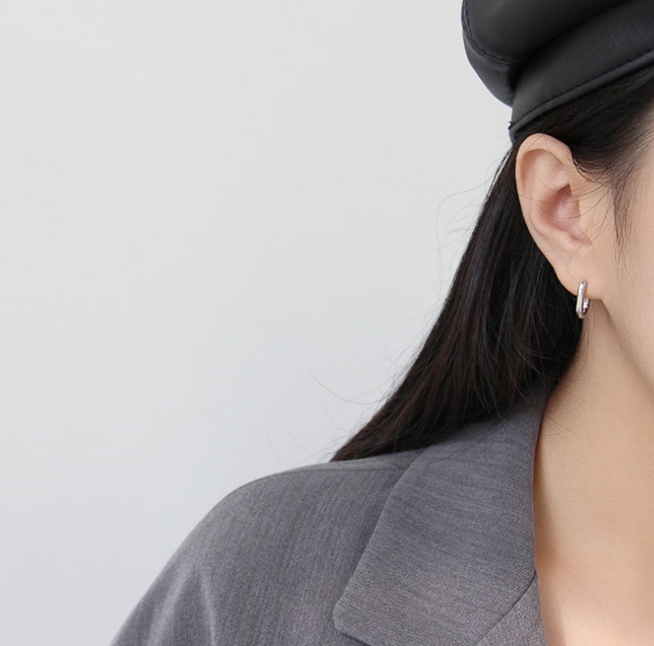 Sterling Silver Block Hoop Earrings - Forge & Form