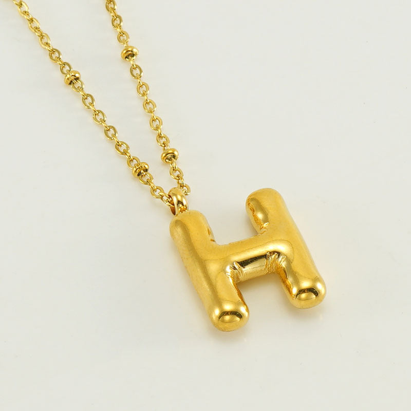 Large Bubble Letter Pendant Necklace
