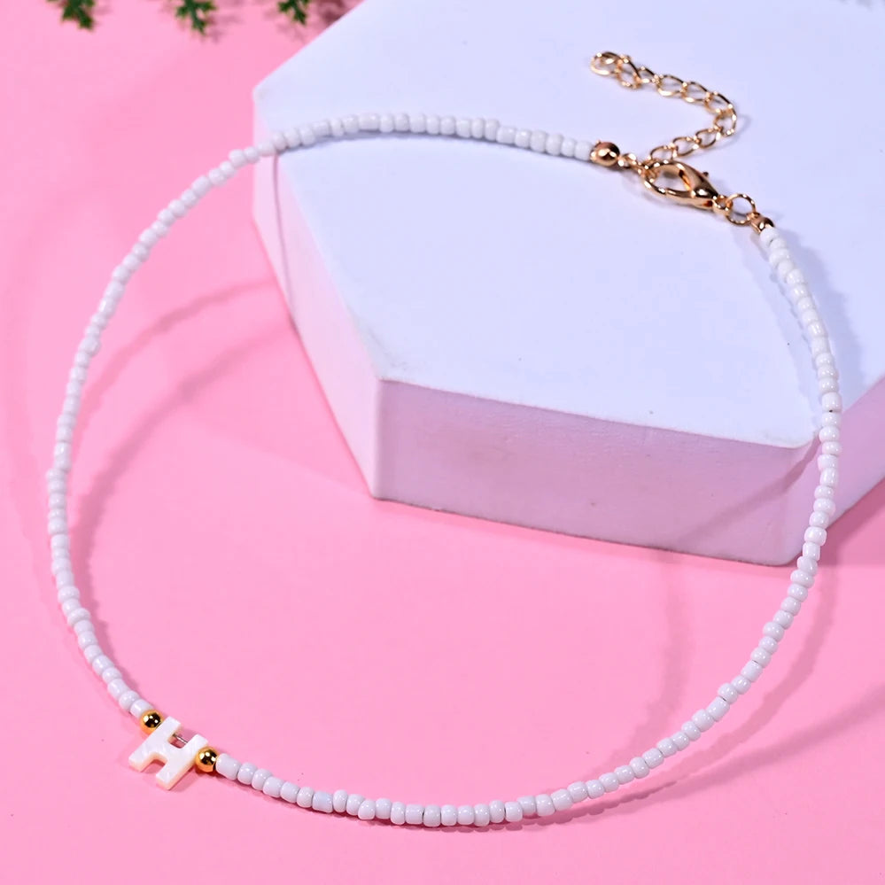 Beaded Monogram Choker Necklace