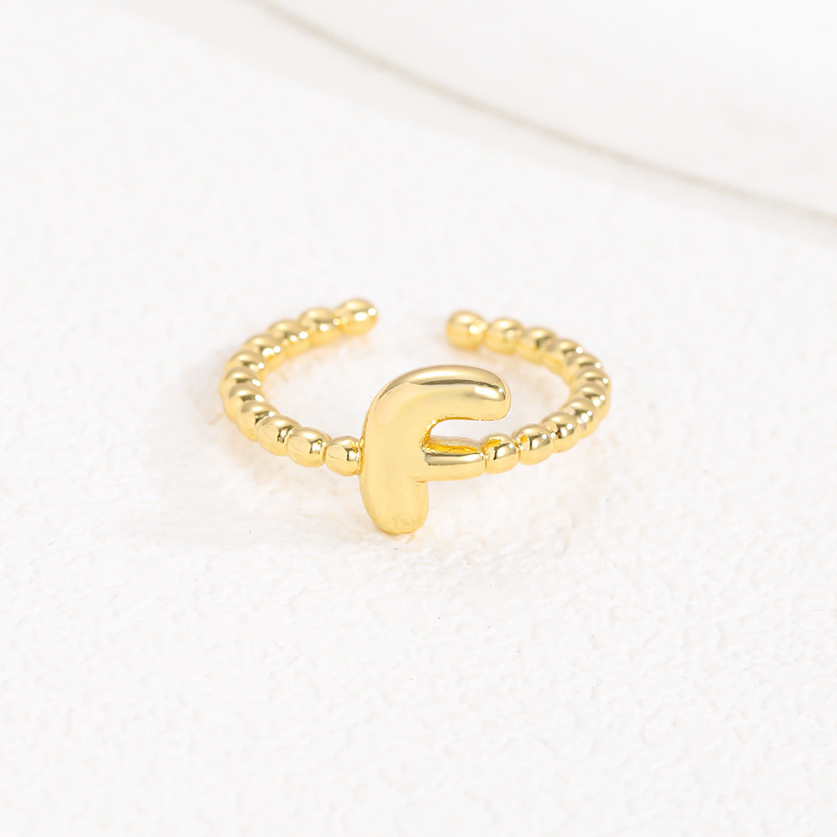 18K Gold Glossy Brass Balloon 26 PCs Letters Ring - Forge & Form