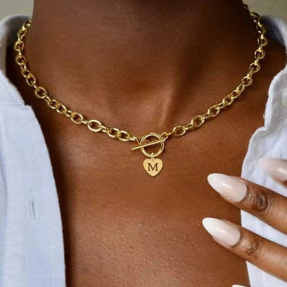 Initial Toggle Clasp Necklace