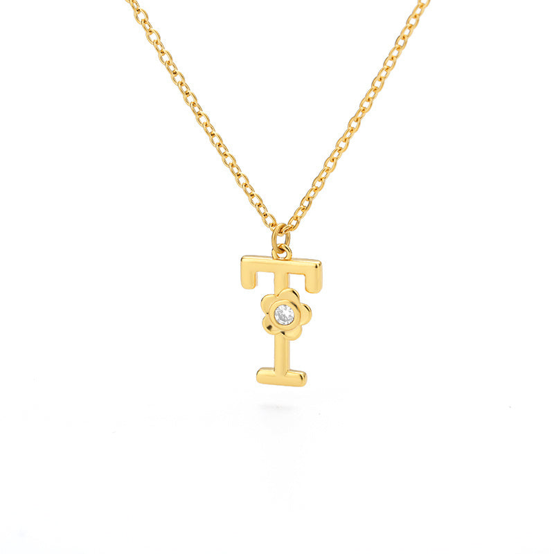 Rose Initial Necklace