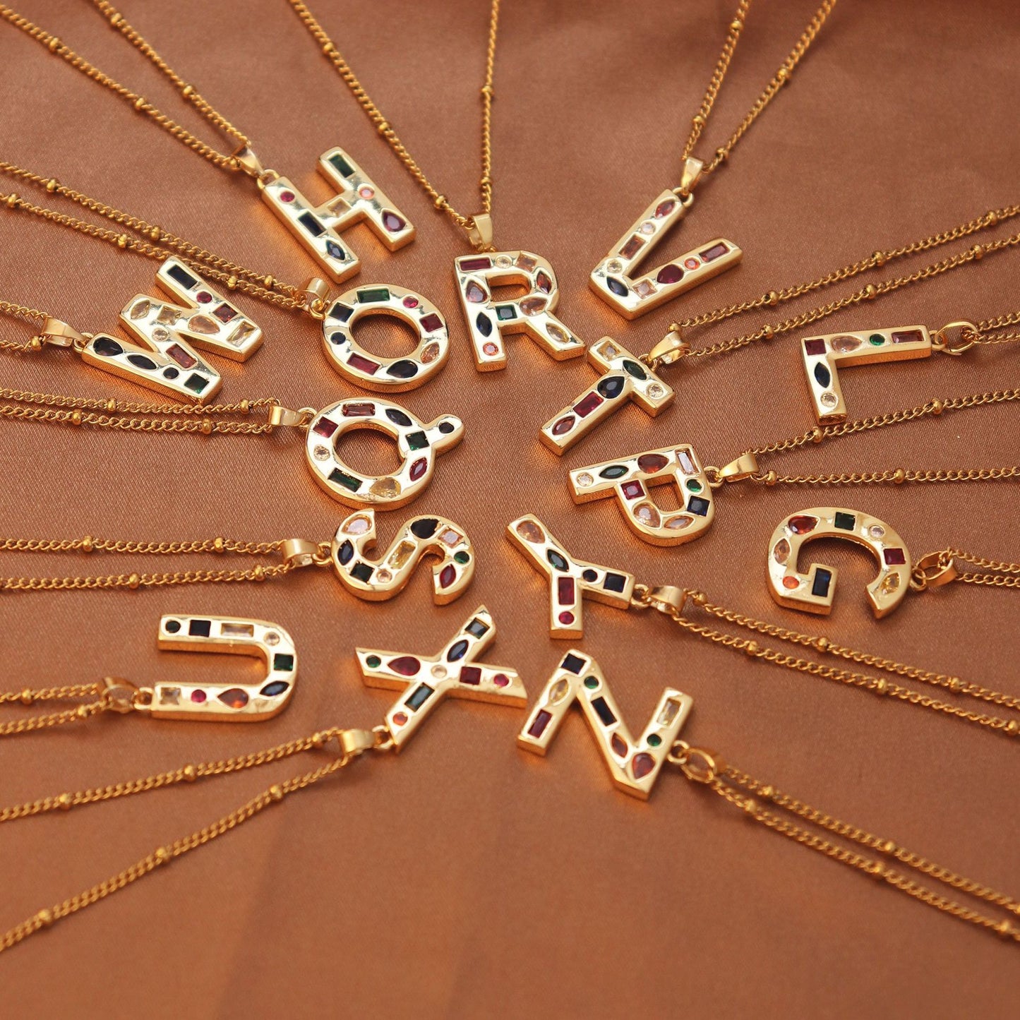 Metal and Stone Initial Necklace