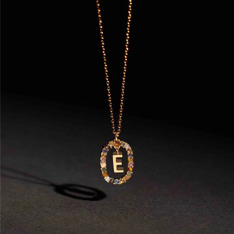 Colored Rhinestone Initial Necklace