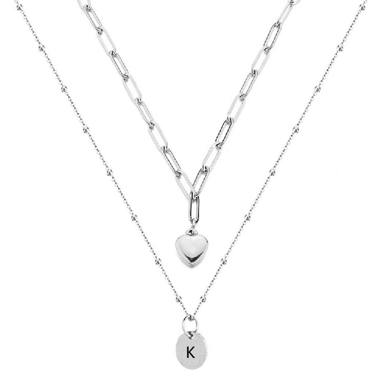 Paperclip Chain Layered Initial Necklace