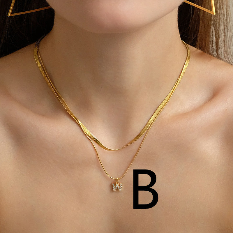 Herringbone Layered Initial Necklace
