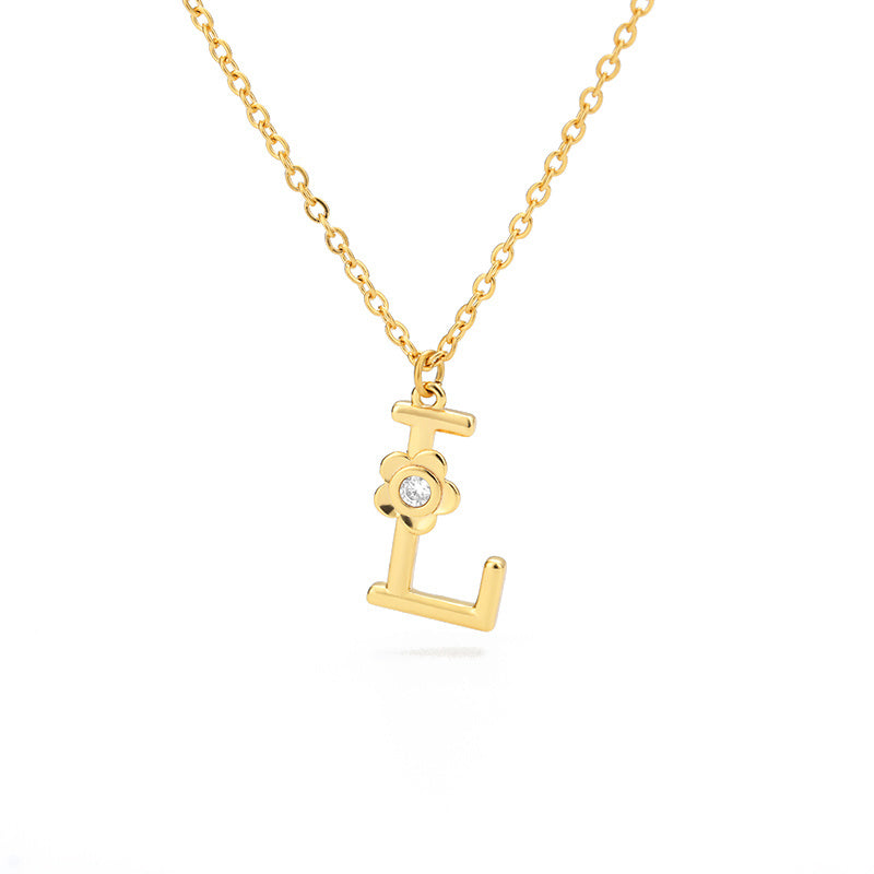 Rose Initial Necklace
