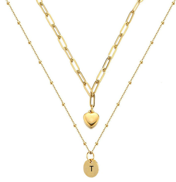 Paperclip Chain Layered Initial Necklace