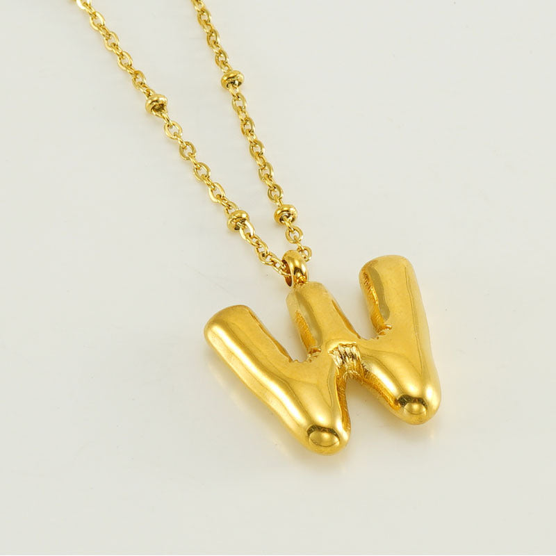 Large Bubble Letter Pendant Necklace