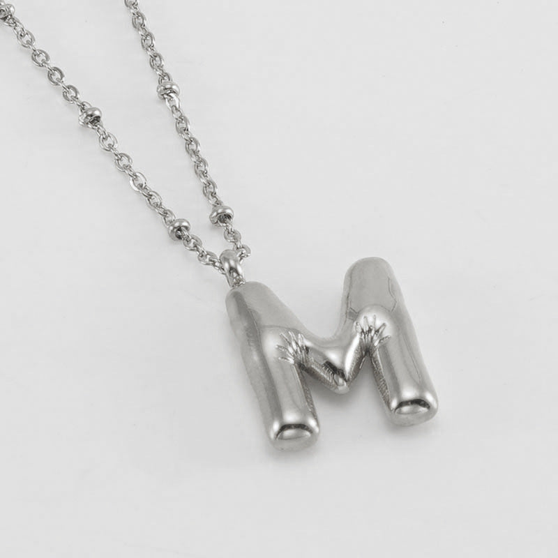 Large Bubble Letter Pendant Necklace