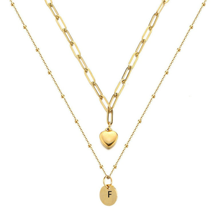 Paperclip Chain Layered Initial Necklace