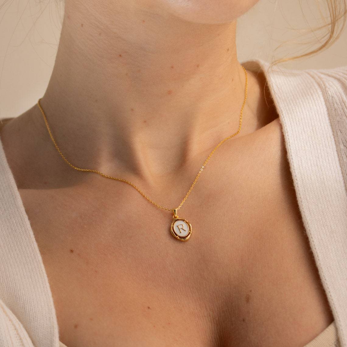 Oval Initial Pendant Necklace