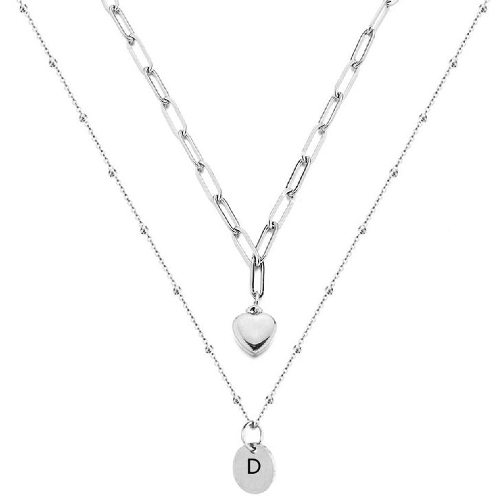 Paperclip Chain Layered Initial Necklace