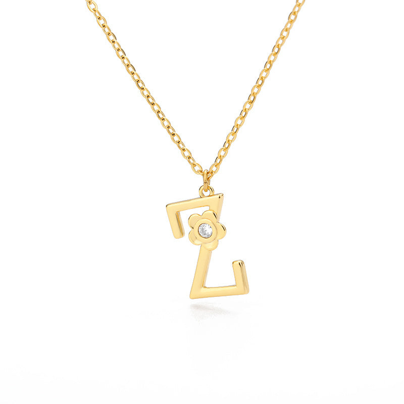 Rose Initial Necklace
