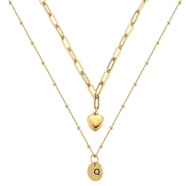 Paperclip Chain Layered Initial Necklace