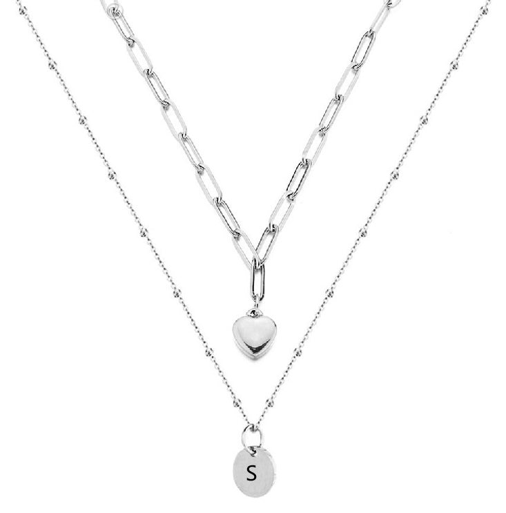 Paperclip Chain Layered Initial Necklace