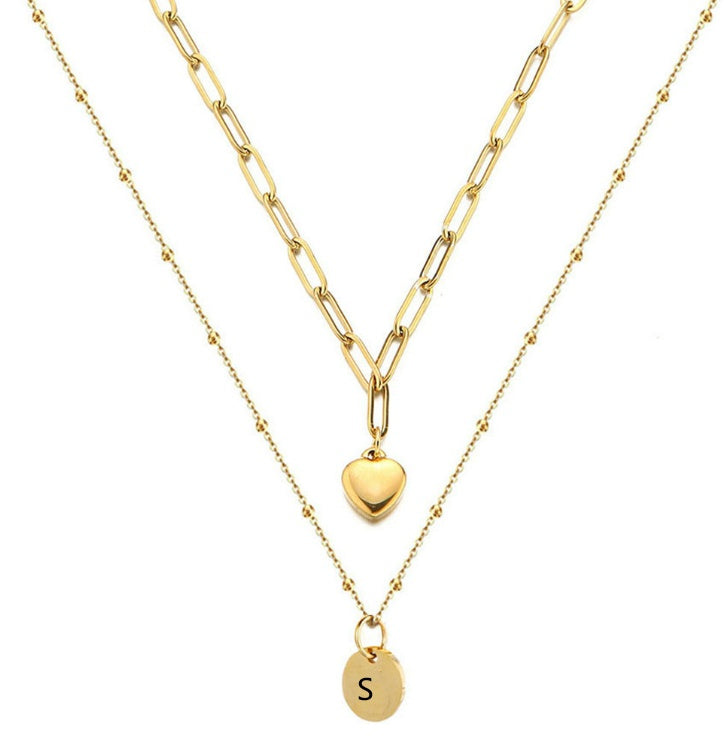 Paperclip Chain Layered Initial Necklace