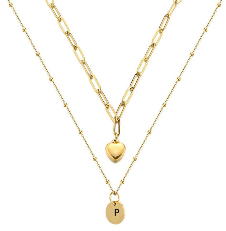 Paperclip Chain Layered Initial Necklace