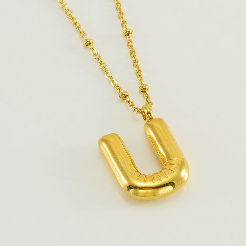Large Bubble Letter Pendant Necklace