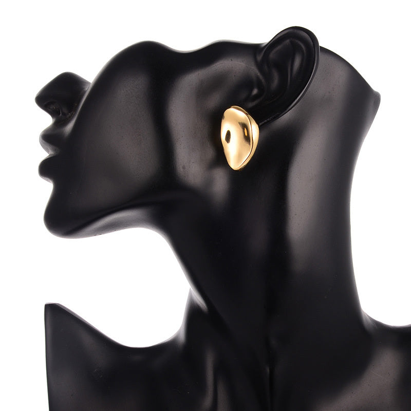 Geometric Bean Stud Earrings