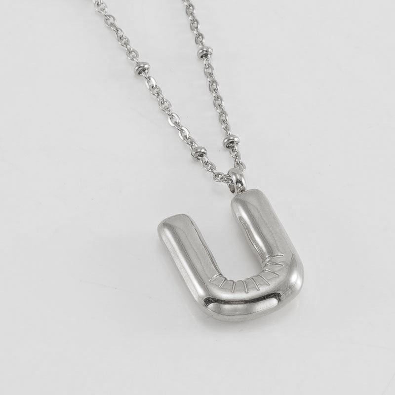 Large Bubble Letter Pendant Necklace