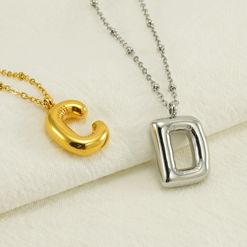 Large Bubble Letter Pendant Necklace