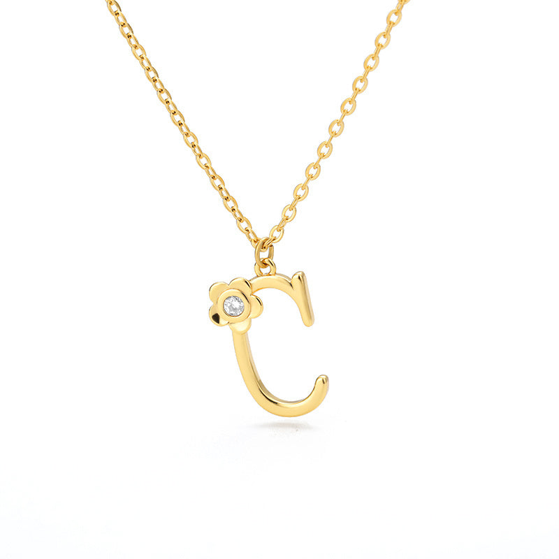 Rose Initial Necklace