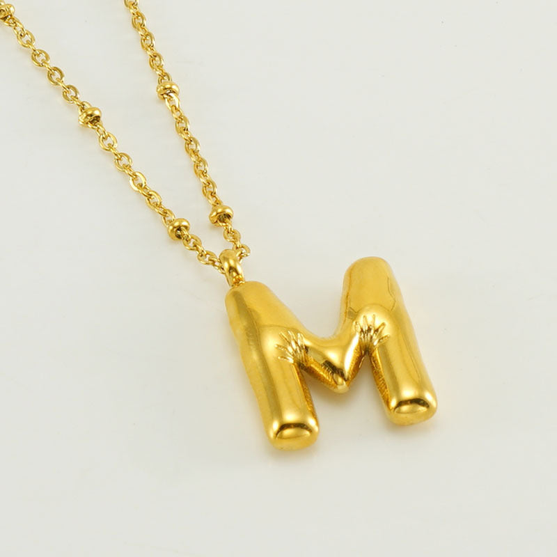 Large Bubble Letter Pendant Necklace