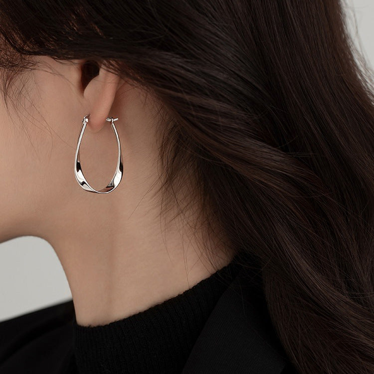 Sterling Silver Ribbon Hoop Earrings - Forge & Form