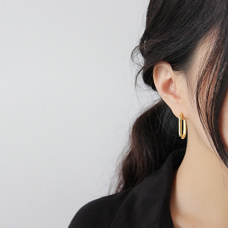 Sterling Silver Block Hoop Earrings - Forge & Form