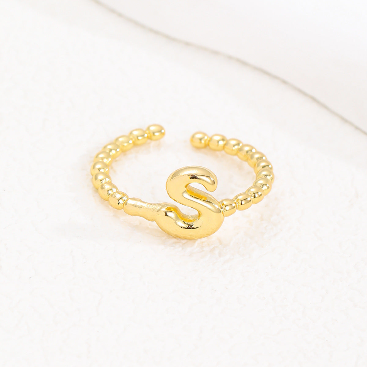 18K Gold Glossy Brass Balloon 26 PCs Letters Ring - Forge & Form