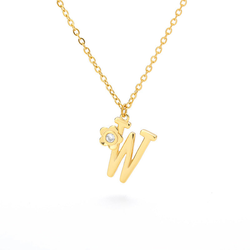 Rose Initial Necklace