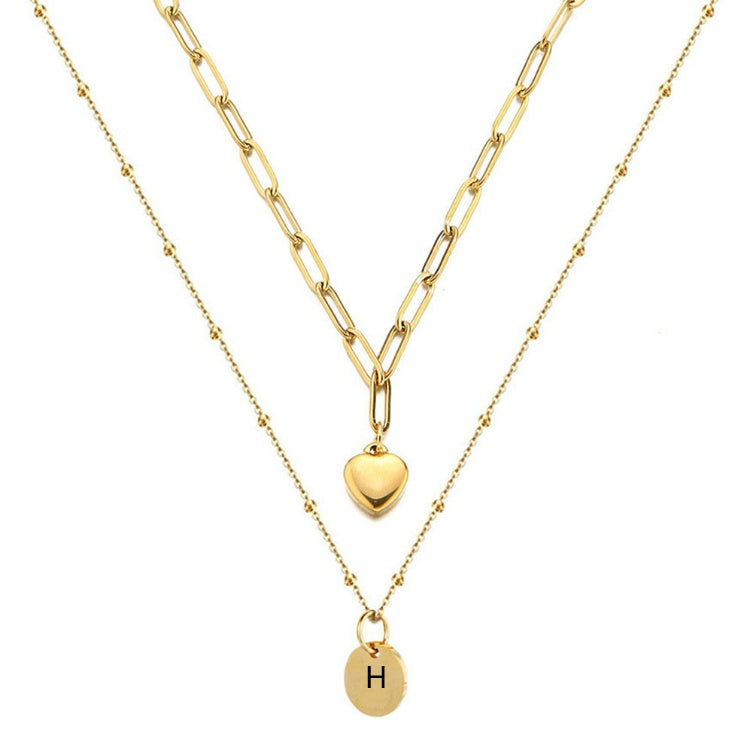 Paperclip Chain Layered Initial Necklace