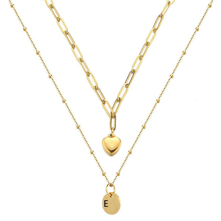 Paperclip Chain Layered Initial Necklace