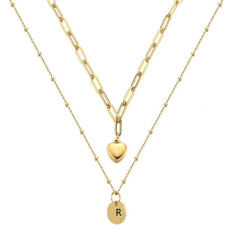 Paperclip Chain Layered Initial Necklace