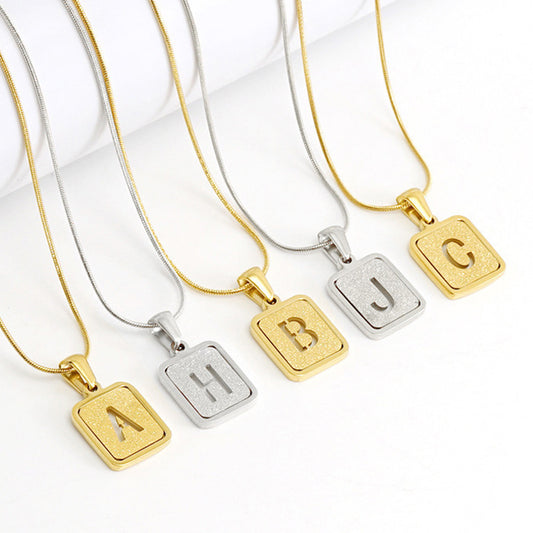 Square Hallow Letter Initial Necklace