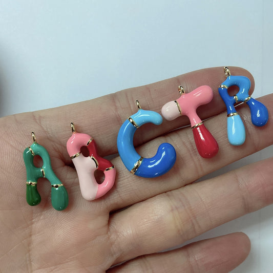 Bone Letter Epoxy Initial Necklace